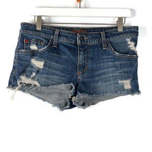 Joe's Womens Blue Dark Wash Meeka Cut-Off Short Distressed Raw Hem Mid Rise 29